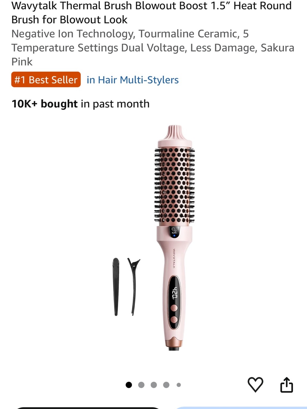 Wavytalk Sakura Pink 1.5" Heated Round Styling Brush — Smooth Blowouts